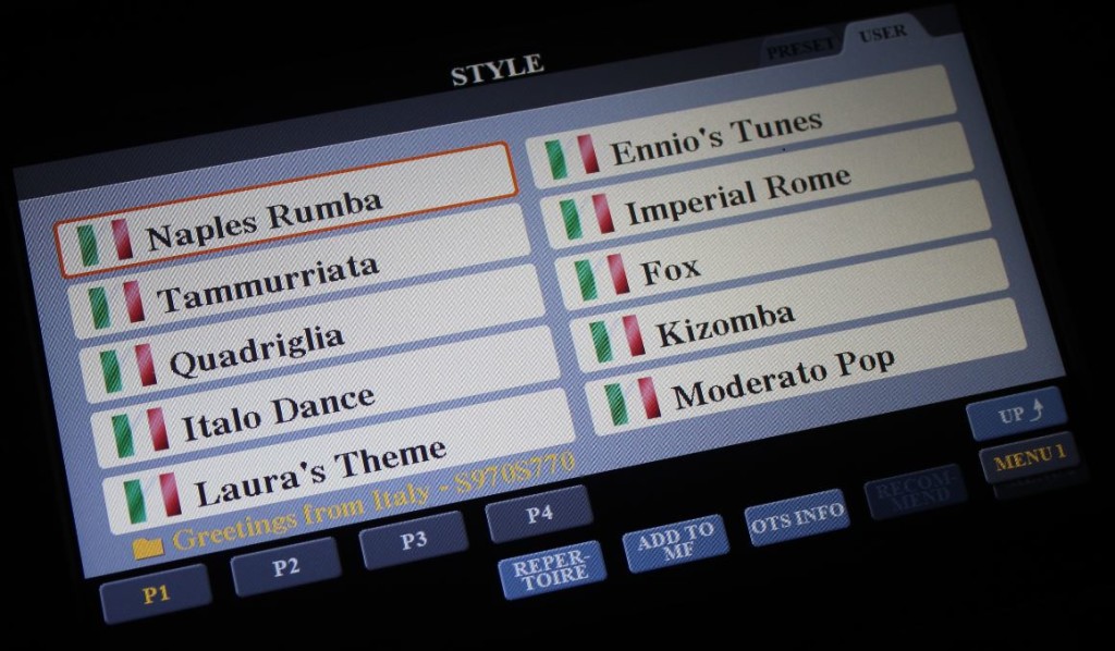 Ecco come si presenta il pack Greetings from Italy sulla pagina video di Yamaha Music Manager.