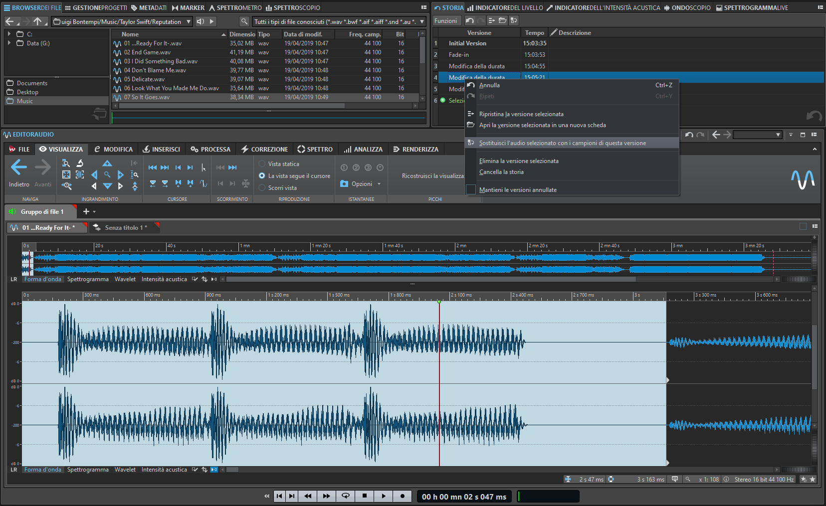 Steinberg WaveLab Pro 10 post produzione audio pro test pierluigi bontempi audiofader