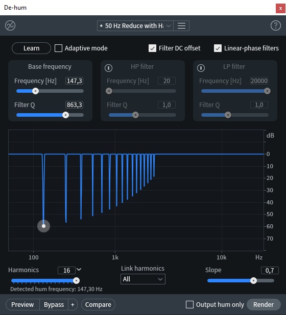DeHum izotope rx8 post produzione audio restore repair pro studio vincenzo bellanova review recensione test midiware audiofader