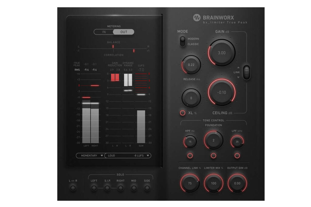 Brainworx bx_limiter True Peak plug-in audio pro software mixing mastering audiofader