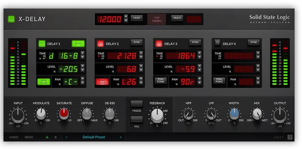 SSL X Delay plug-in mixing software daw virtual solid state logic audiofader