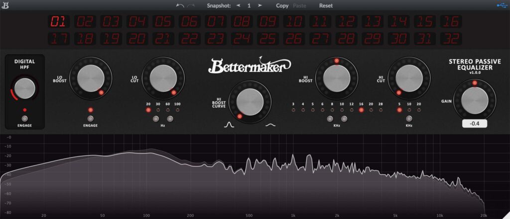 Bettermaker Stereo Passive Equalizer outboard hardware mixing recording daw software audiofader pultec