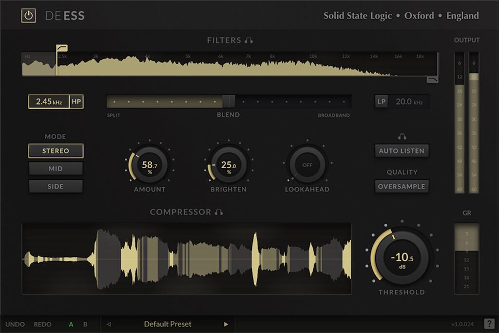 SSL DeEss software mixing daw deesser mixing audiofader solid state logic